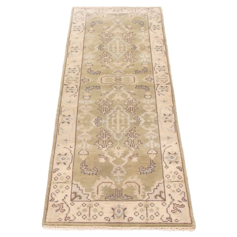 ECARPETGALLERY Hand-knotted Royal Oushak Olive Wool Rug - 2'7 x 8'0