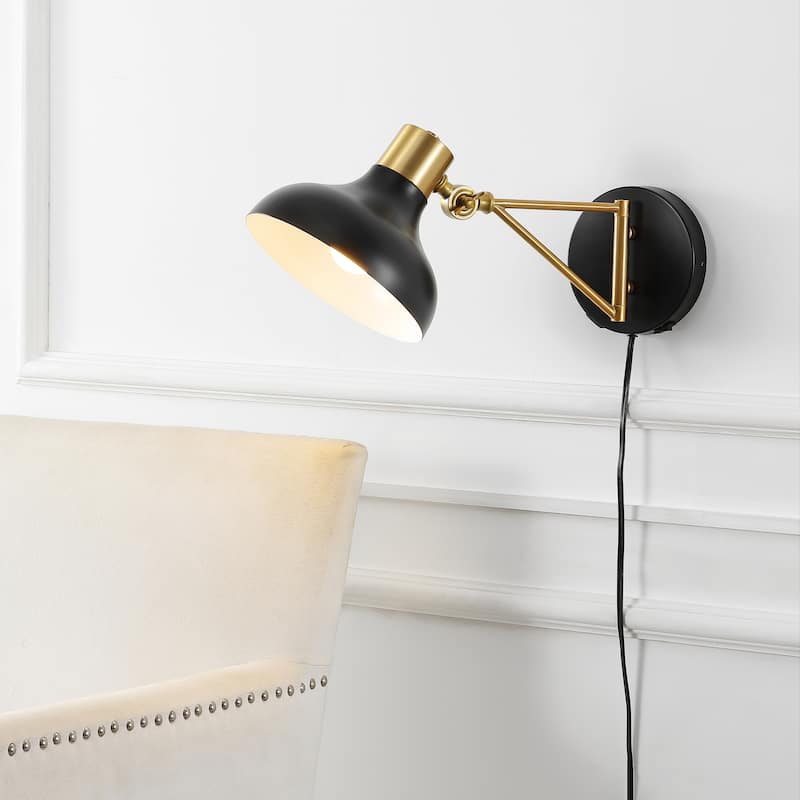 Lisa Swing Arm 1-Light Modern Midcentury Iron USB Charging Port LED Sconce, by JONATHAN Y
