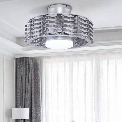 Bladeless Ceiling Fan LED Lamp Silver 3 Speed with Remote - 22 Inches