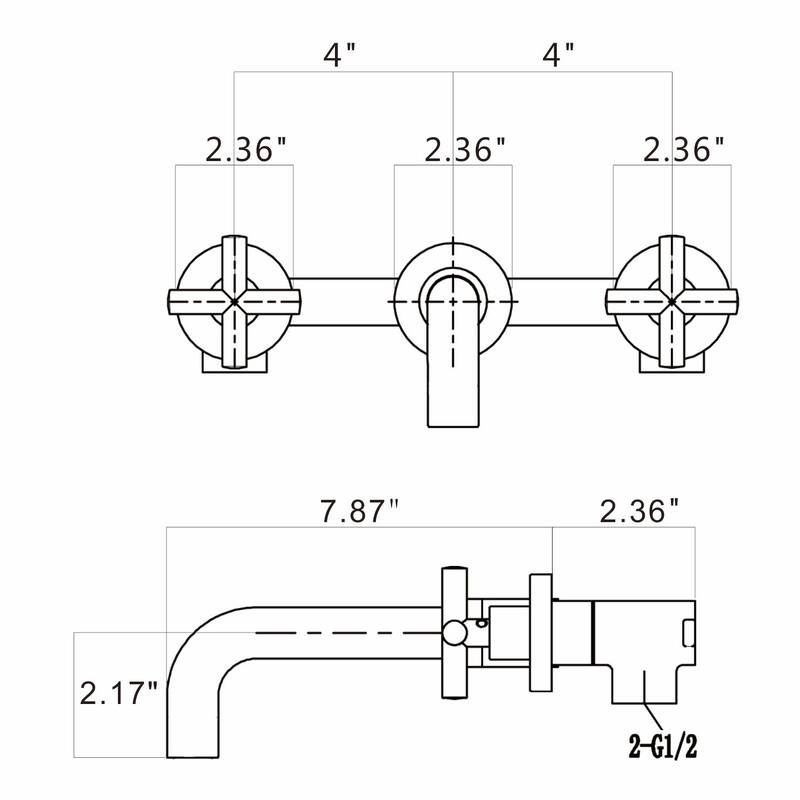 Vanityfair Wall Mount 3-Hole Double Handle Bathroom Sink Faucet