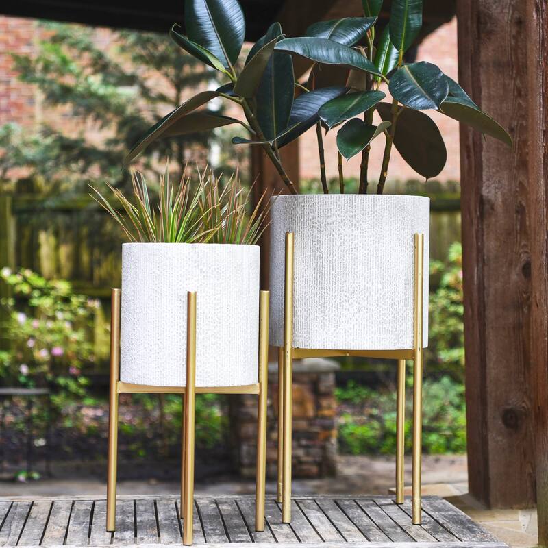 Embossed Metal Planters with Stand
