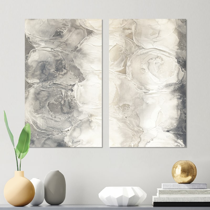 Designart "Gray Circles I" Modern & Contemporary Canvas Wall Art Print 2 Piece Set