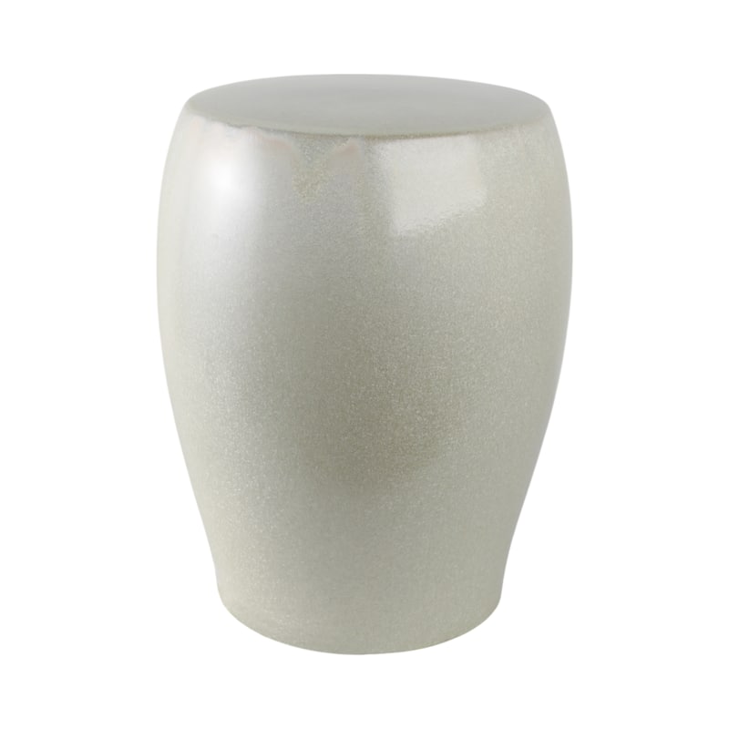 Ceramic Garden Stool Modern Accent Seat for Home Office - 19" Ivory