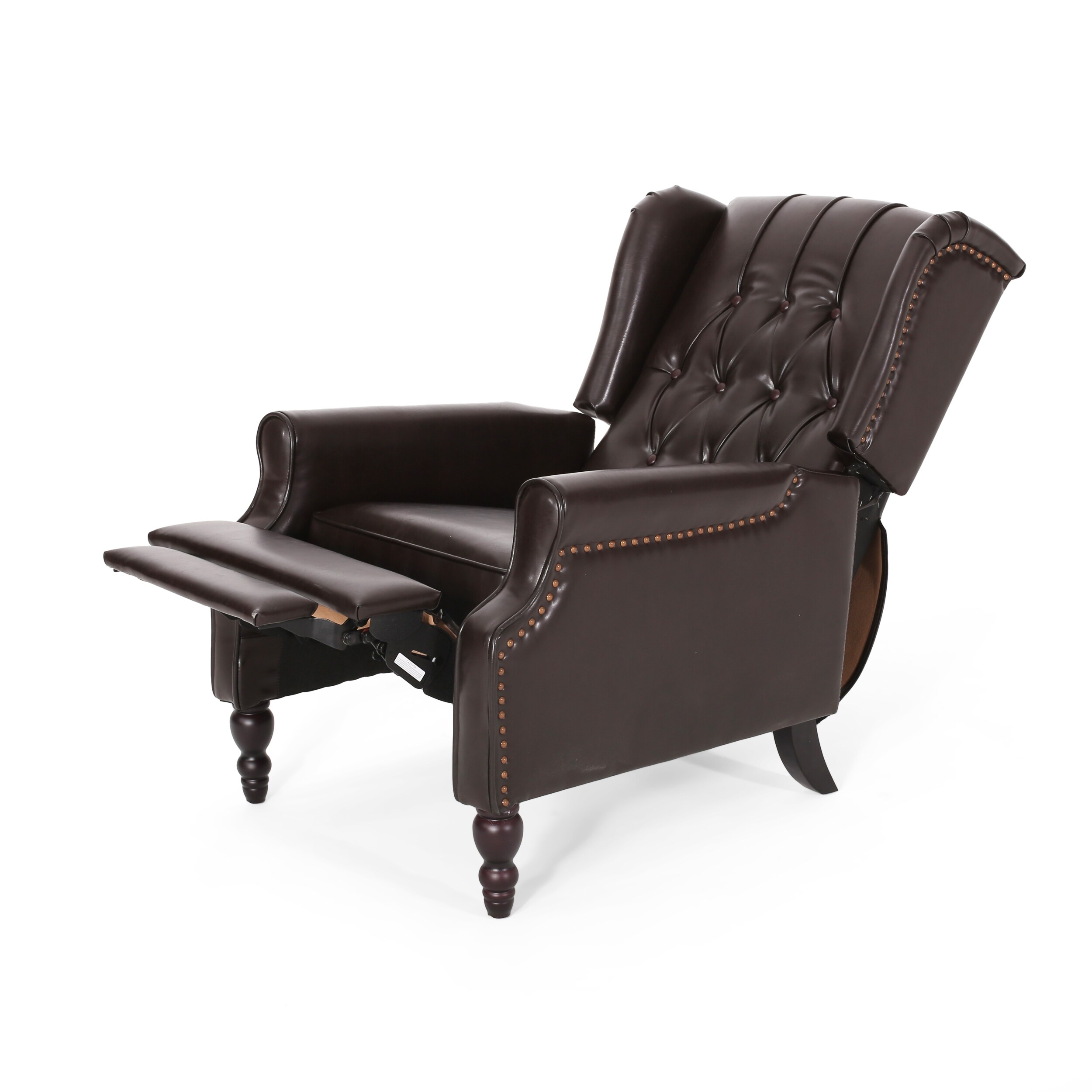 Walter Classic Tufted Bonded Leather Recliner Set 2 Piece with Nailhead Trim by Christopher Knight Home