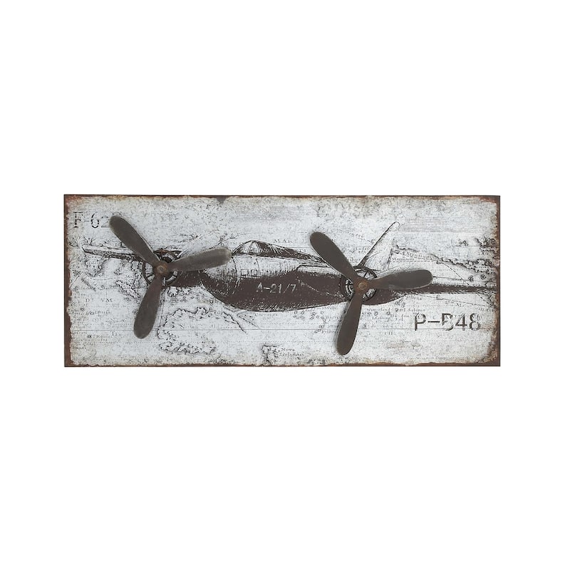 Metal Airplane Propellor Wall Decor - Silver - Roche River Decor