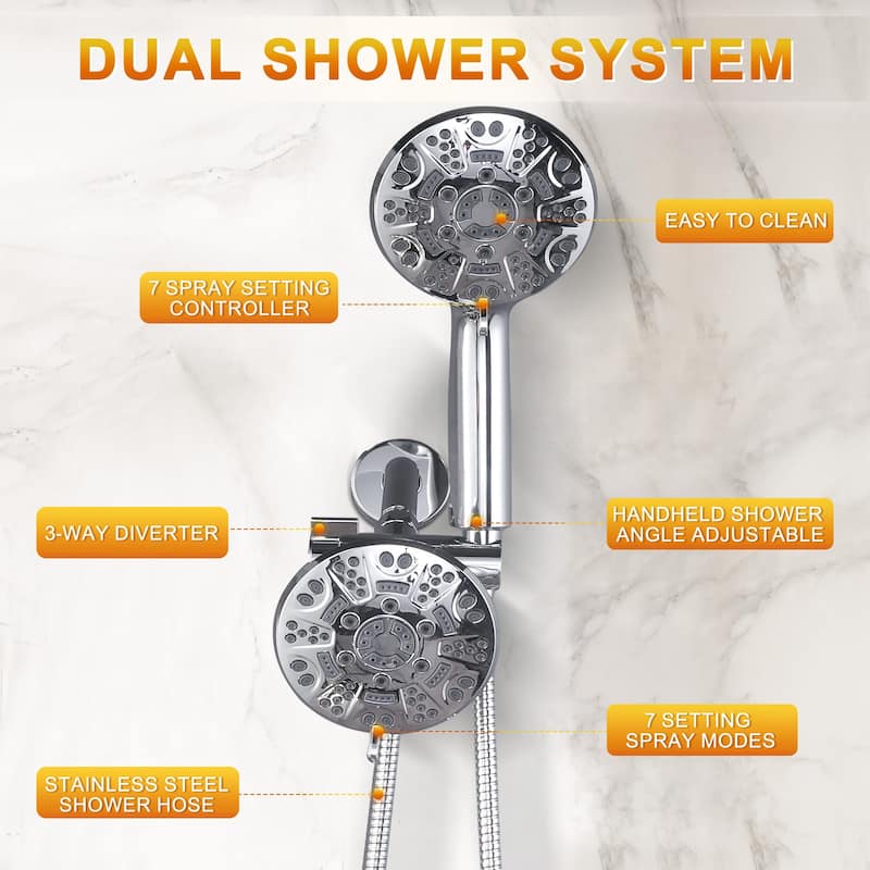 WOWOW Single-Handle 7-Spray Dual Shower Head Shower Faucet