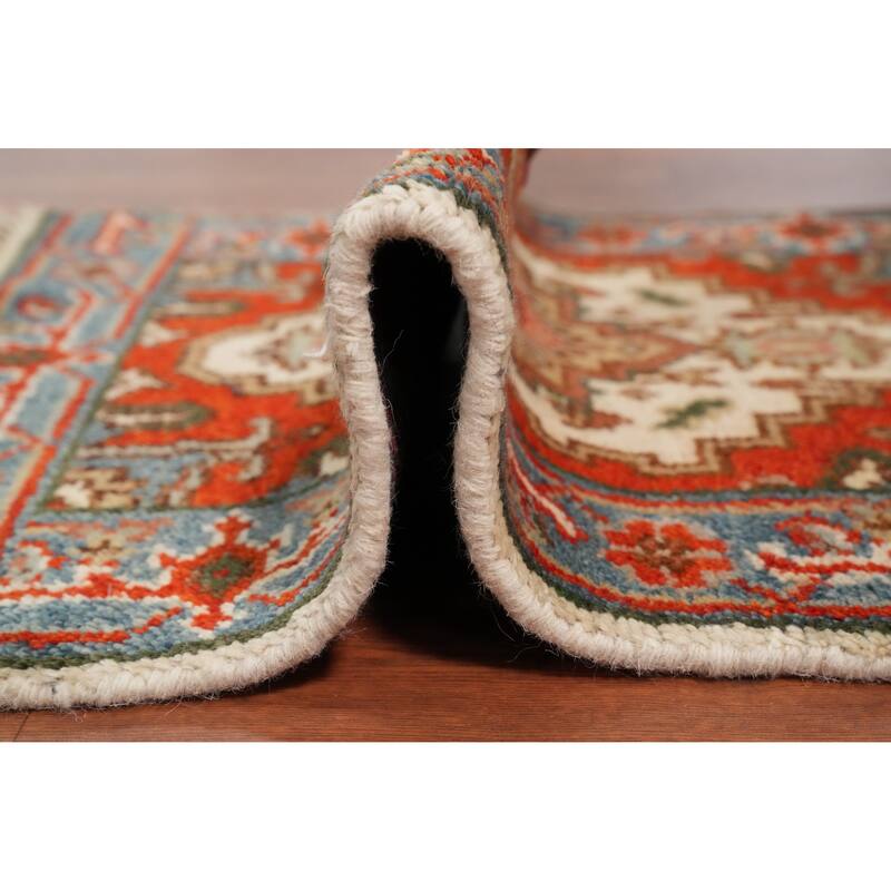 Hand Knotted Oriental 100% Wool Carpet Traditional Medallion Beige & Ivories Heriz (serapi) Area Rug - 3' 0'' X 2' 0''