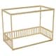 preview thumbnail 10 of 16, Twin Size Canopy Frame Floor Bed with Fence, Guardrails