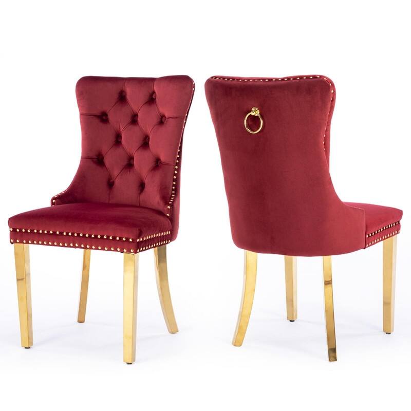 Tufted Naliheads Solid Wood Upholstered Dining Chairs (Set of 2)