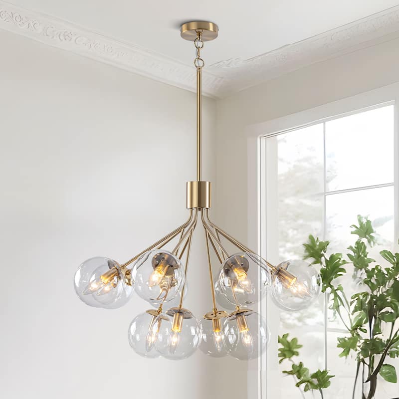 Starsky 12-Light Modern Bubble Seeded Glass Chandelier