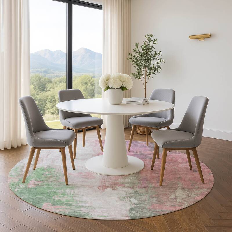 Premium Washable Super Soft Abstract Brushstroke Mayfield Rug - Blush - 8' x 8'