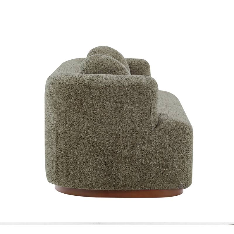 Christopher Knight Home - Polyster Upholstered 3-Seater 84.57" Compressed Sofa with Solid Rubberwood Base