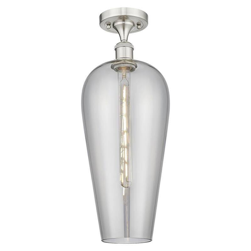 Innovations Lighting 516-1C-20-8 Chelsea Semi-Flush Chelsea 8" Wide - Brushed Satin Nickel / Light Smoke