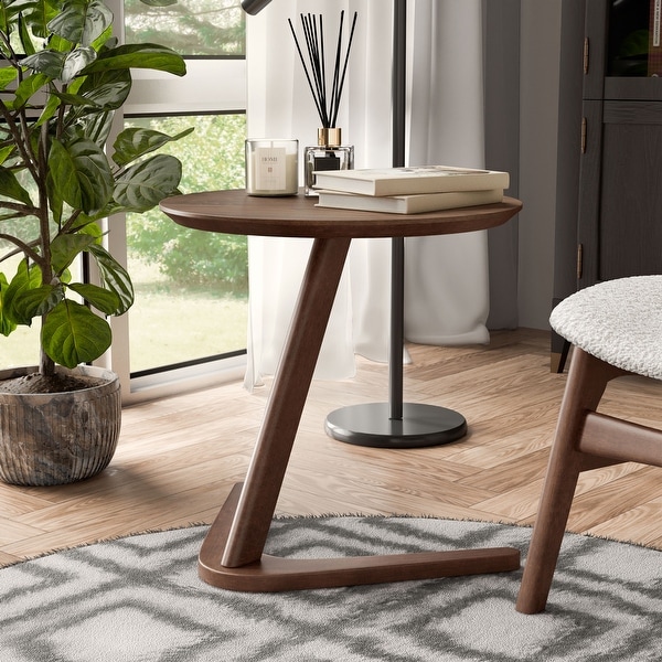 Furniture of America Shaw Mid-century Modern Walnut Round Side