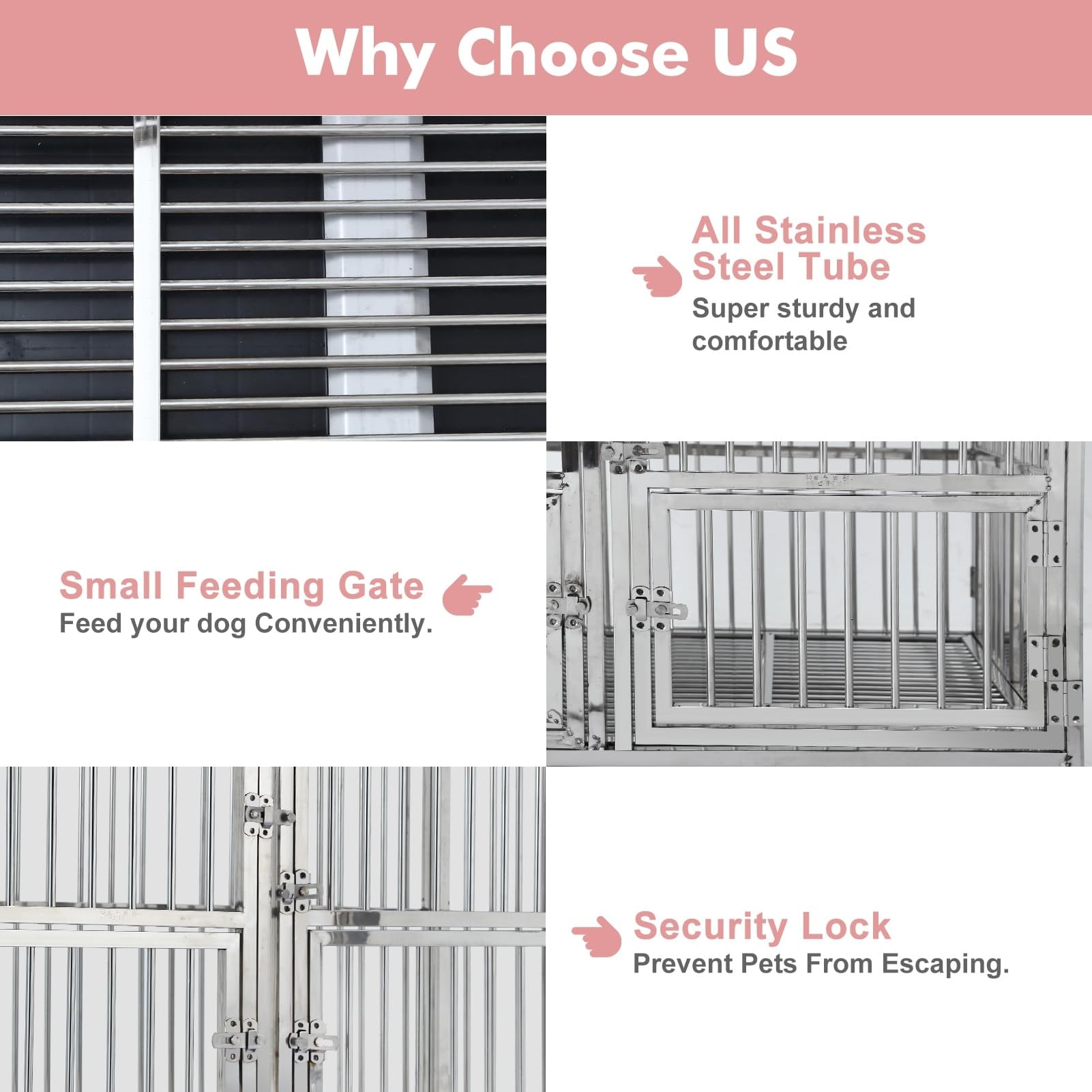 Heavy Duty Dog Crate Steel Escape Proof Dog Cage 42 L x 28.3 W x 30.7 H