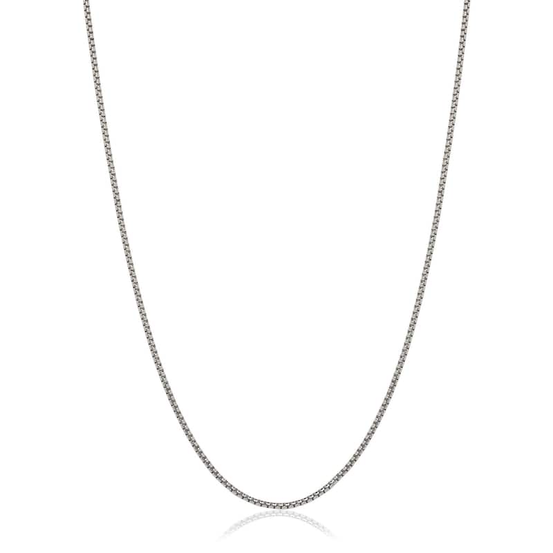 Italian Rhodium-plated Sterling Silver 1.25mm Half-round Box Chain
