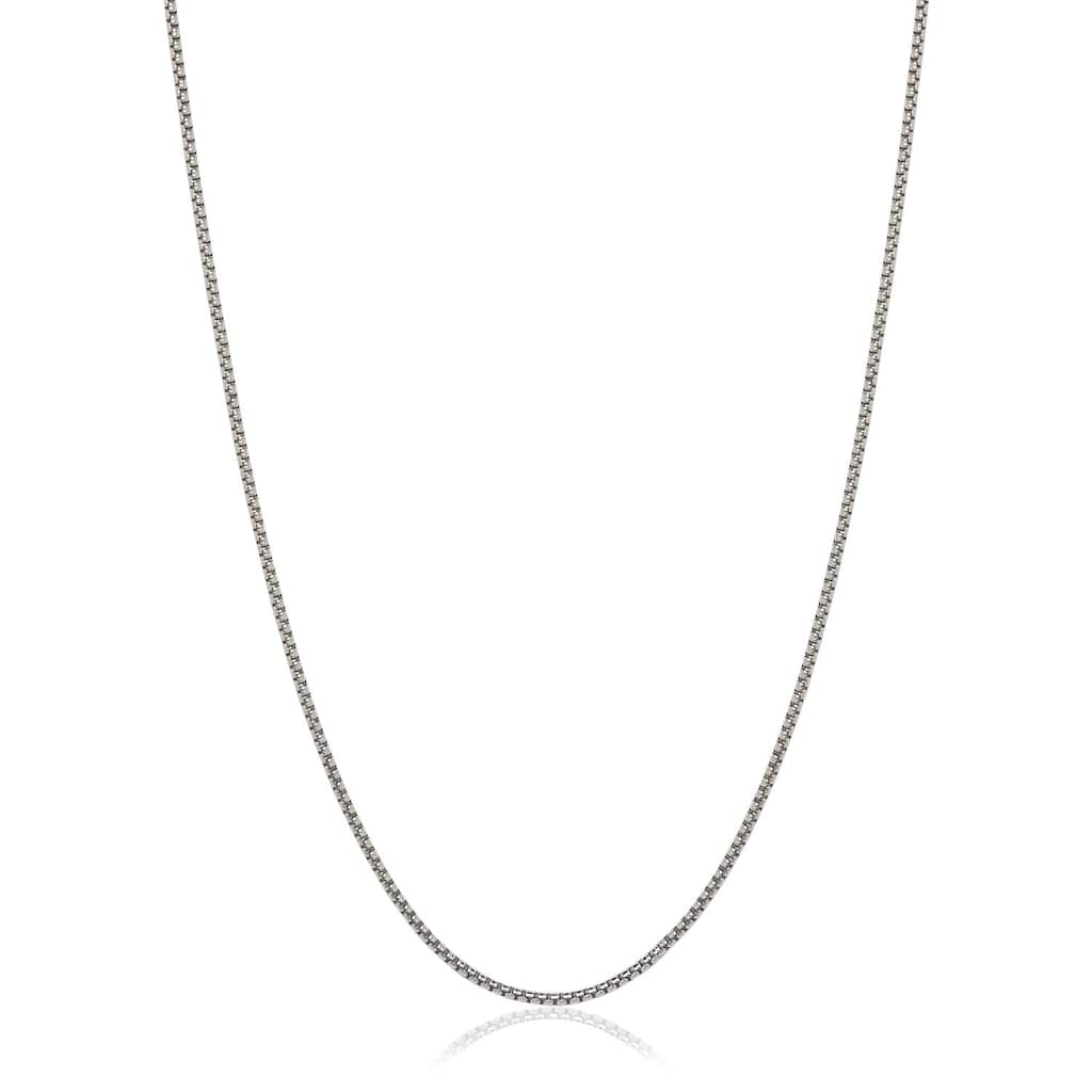 Italian Rhodium-plated Sterling Silver 1.25mm Half-round Box Chain