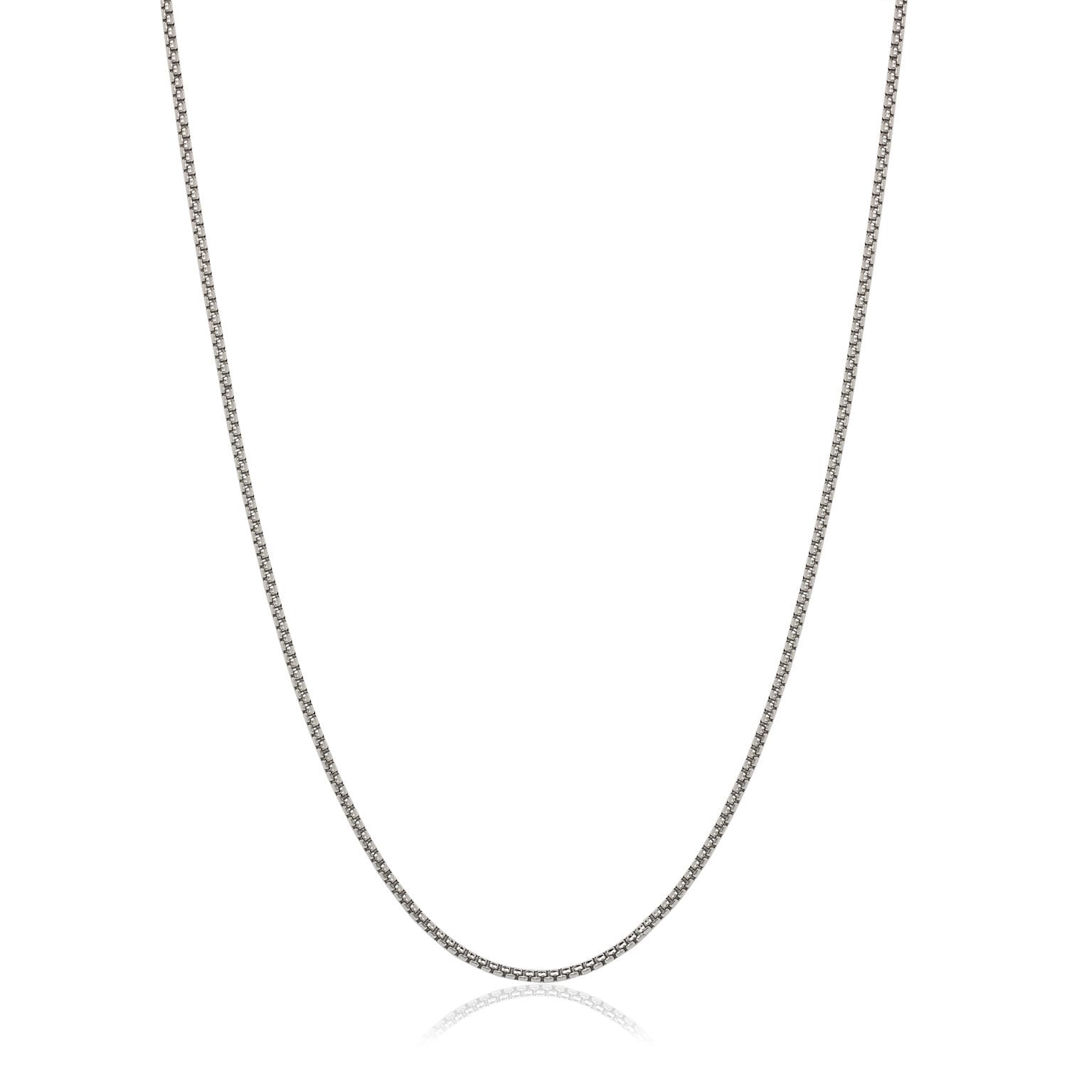 Curata Italian Rhodium-plated Sterling Silver 1.25mm Half-round Box Chain