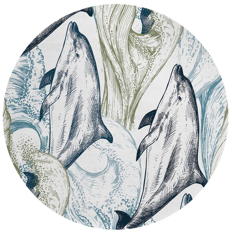 Indoor/Outdoor Harpswell Sea Life Washable Rug