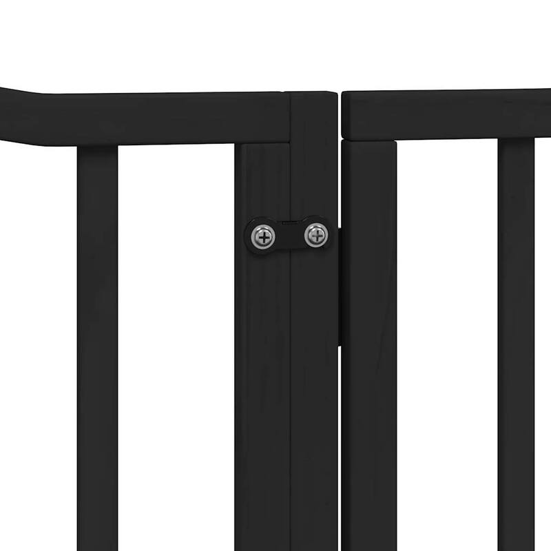 vidaXL Dog Gate Set of 4 Black Poplar Wood Large Foldable Dog Gate - 11.8 x 126.0 x 23.6