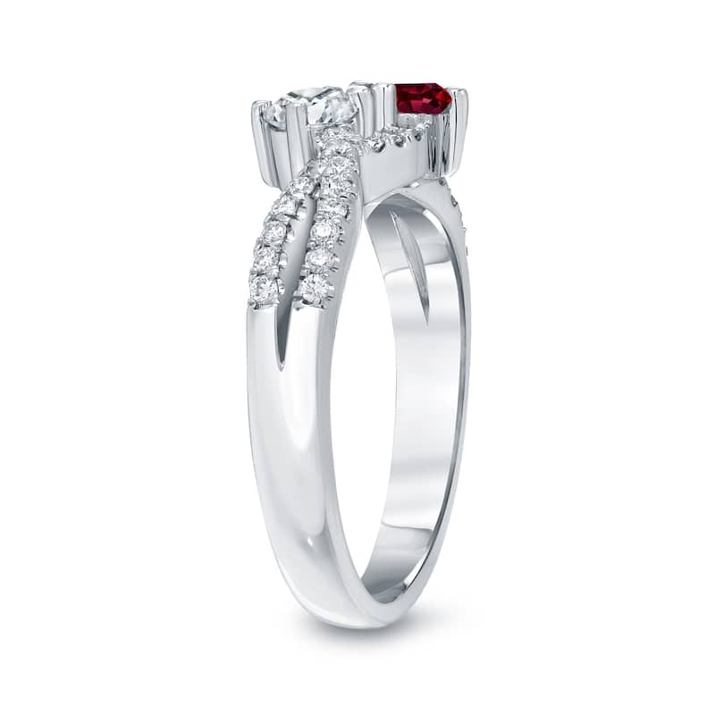 Auriya 14k Gold 2-Stone Ruby and Diamond Engagement Ring 1/2ct TGW 3/4ct TDW (G-H, SI1-SI2)