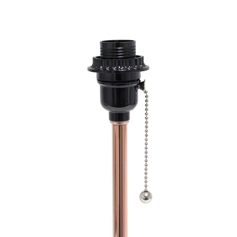 19.5" Power Outlet Metal Lamp in Rose Gold w White Shade