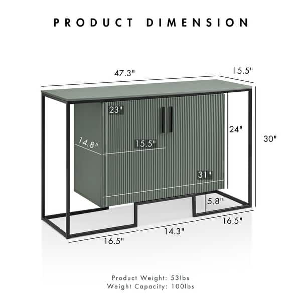 Furniture of America Hannah Modern Fluted Sage Green 2-Shelf Dining Buffet Cabinet