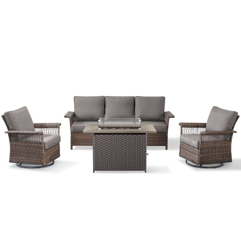 Pocassy 41 in Fire Pit Table with Patio Sofa Chair Funiture