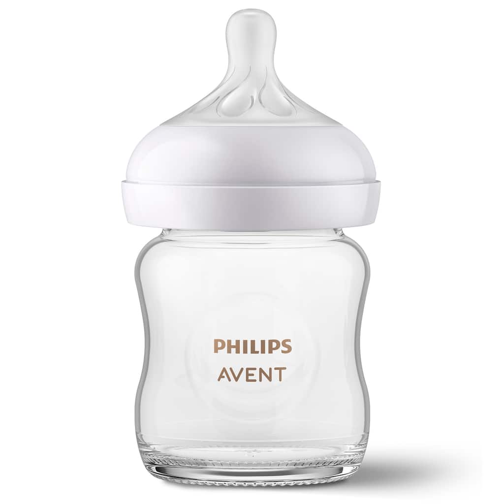 Glass Natural Baby Bottle With Natural Response Nipple 4oz 3 Pack - Clear