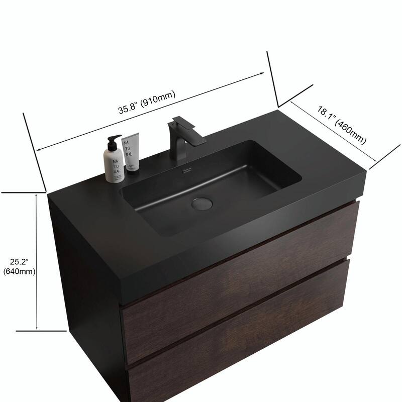 36"/30"/24" Floating Bathroom Vanity with Sink, Wall-Mounted Storage Cabinet
