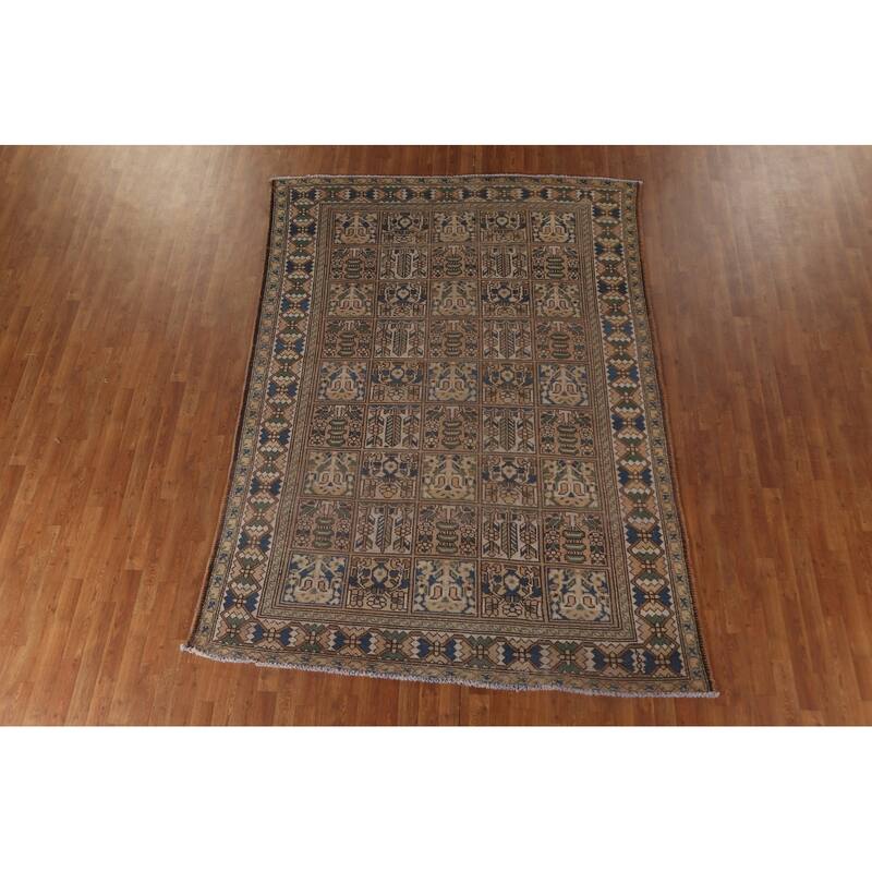 Garden Design Bakhtiari Persian Vintage Rug Geometric Wool Carpet - 6'11"x 9'6"