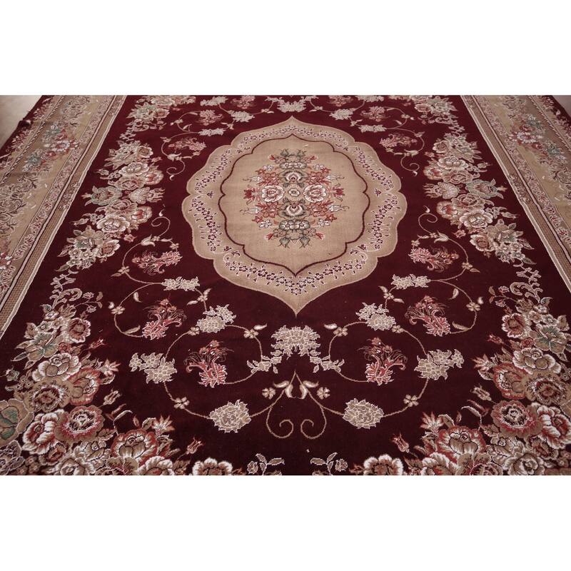 Victorian Style Kashan Turkish Area Rug Machine Made Carpet - 9'10" x 13'2"