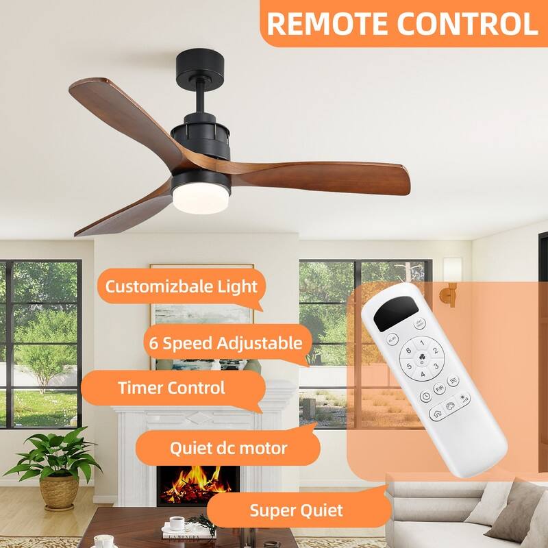 60" Black & 52" White Ceiling Fans with LED Light & Reversible DC Motors
