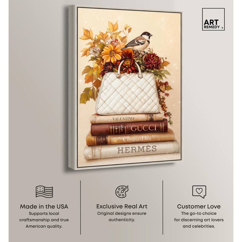 Little Bird Fall Flowers Glam Canvas by Art Remedy