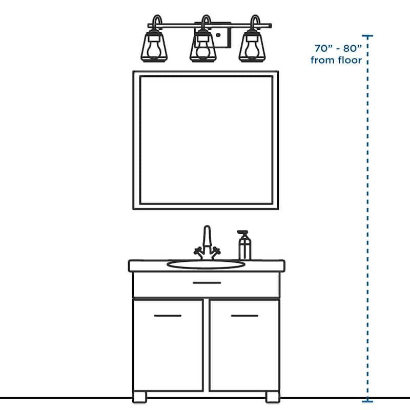 Archie Collection Three-Light Polished Chrome Clear Double Prismatic Glass Coastal Bath Vanity Light - 8.75" x 26.25" x 7.25"