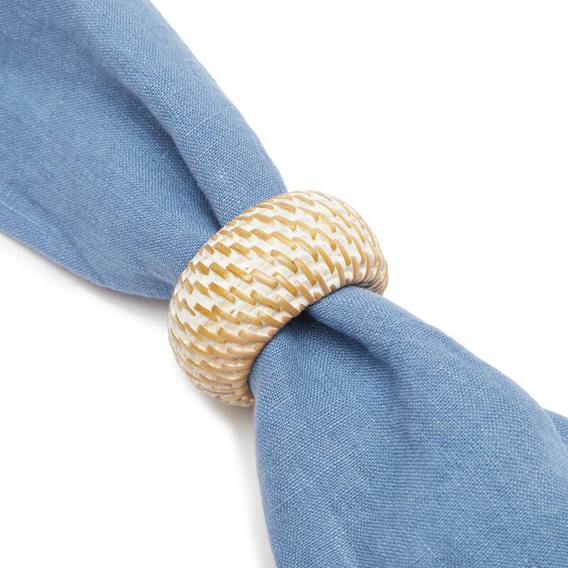 Caravan Eclipse Napkin Ring - Set of 4 - Whitewash - 2.5 x 2.5