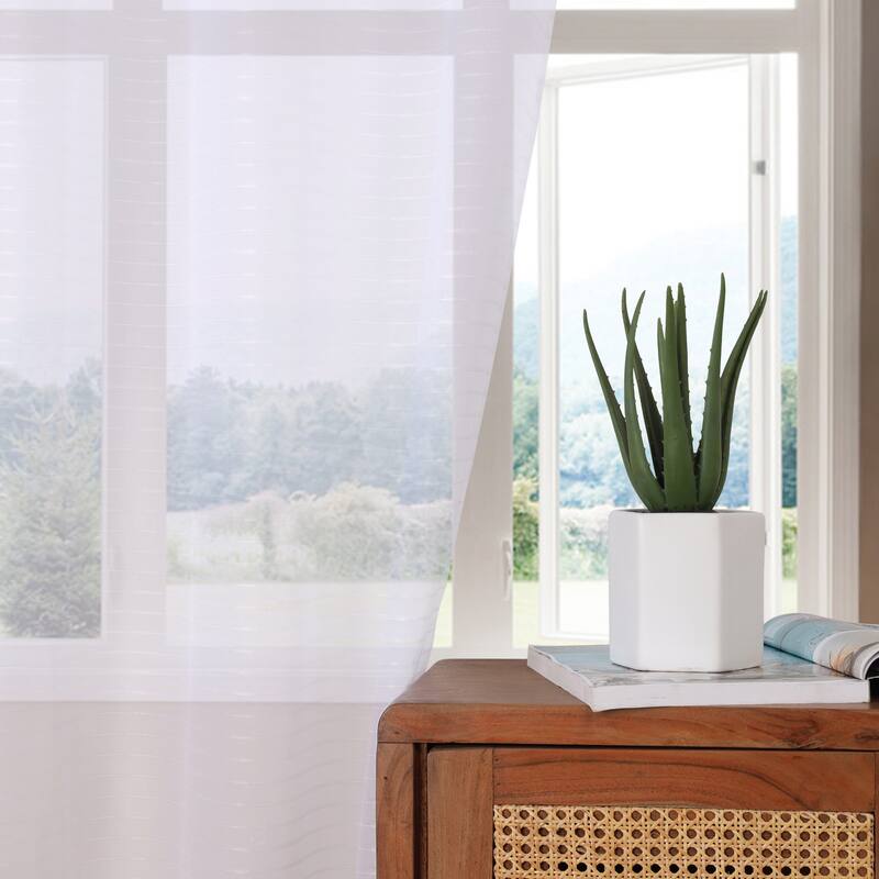 Superior Jackson Striped Machine Washable Sheer Curtains, Set of 2