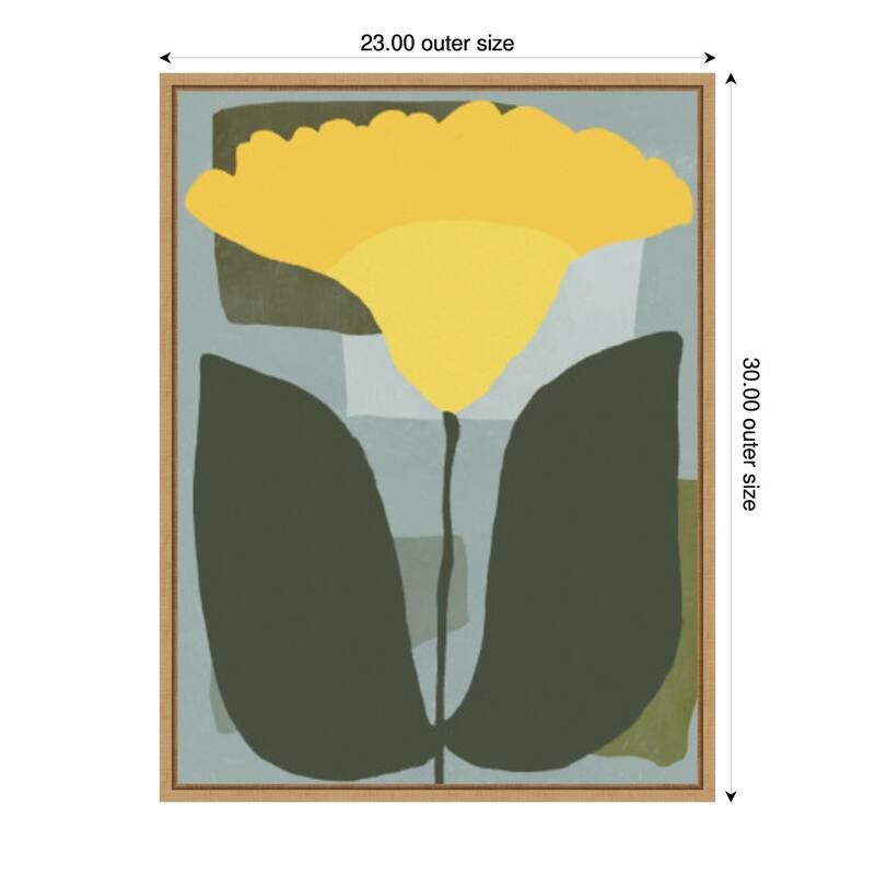 Big yellow bloom by Little Dean Framed Canvas Wall Art Print - Sylvie Maple - 23 x 30 in