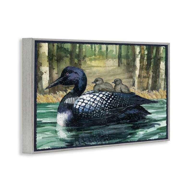 Stupell Loon Family on Lake Framed Giclee Art Design By Paul Brent