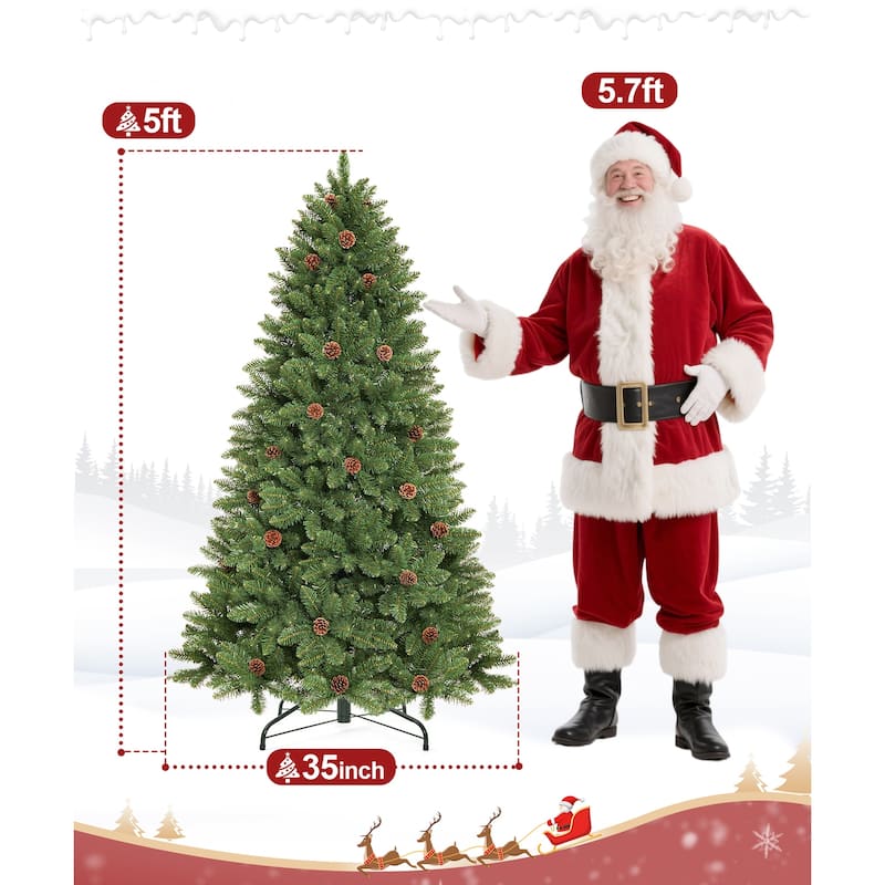 5ft/6ft/7ft Artificial Christmas Tree with Flame-retardant PVC and Metal Base