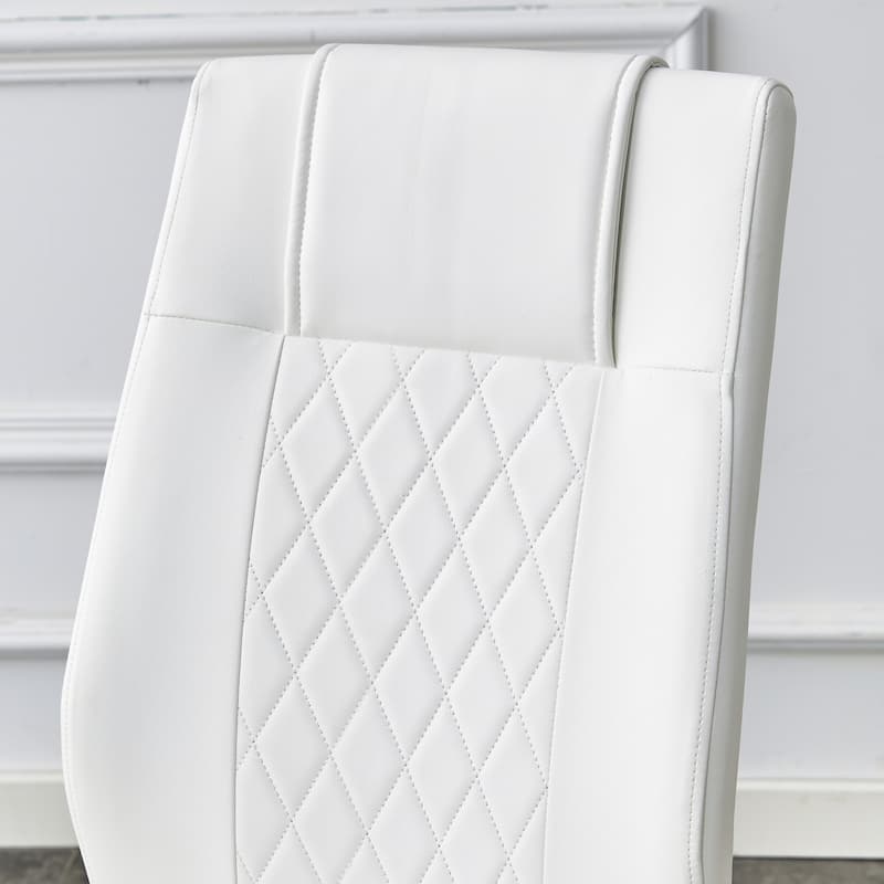 Roomfitters Faux Leather Dining Chairs with Gold Legs, Padded Seat Set of 6 for Kitchen, Bedroom or Living Room