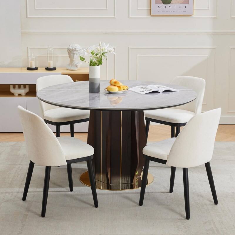 Modern Upholstered Dining Chair Set of 2, Kitchen Chair with Wooden Legs