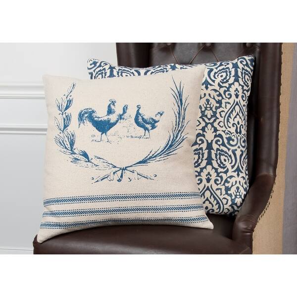 Rizzy Home Cotton Damask Throw Pillow - Navy