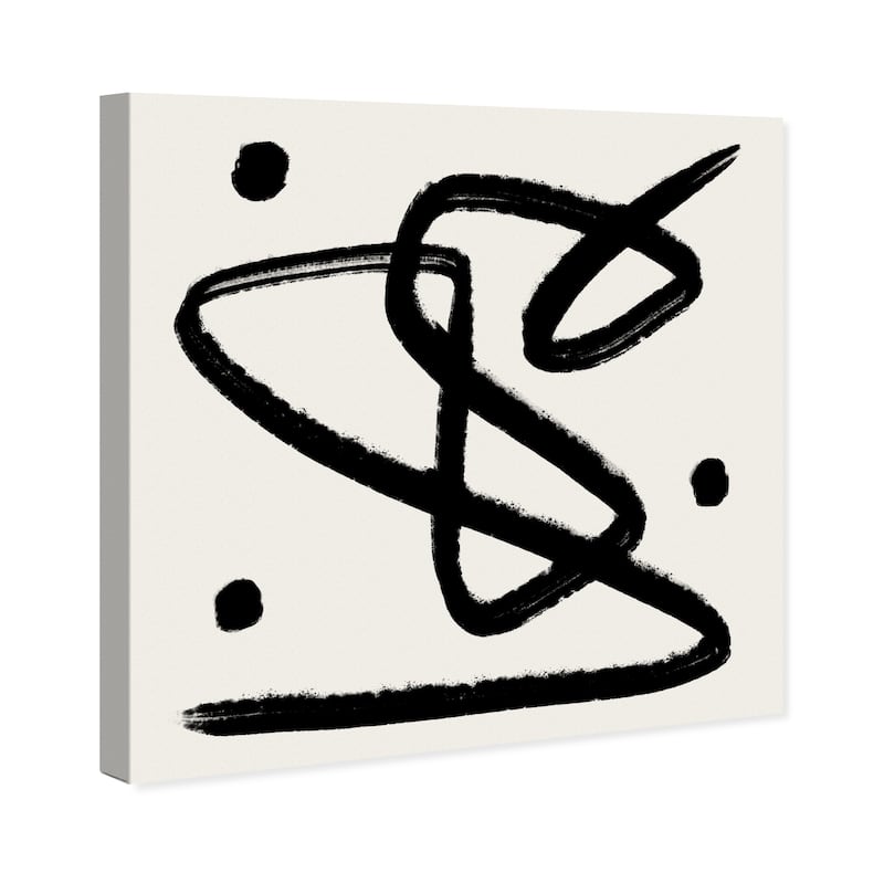 Wynwood Studio Prints Abstract Dreaming in Lines I Black and Cream White Modern & Contemporary Wall Art Canvas Print