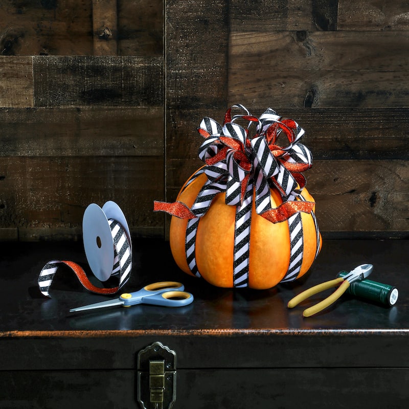 1"x10Y Glitter Stripe Halloween Ribbon