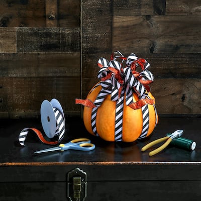 1"x10Y Glitter Stripe Halloween Ribbon