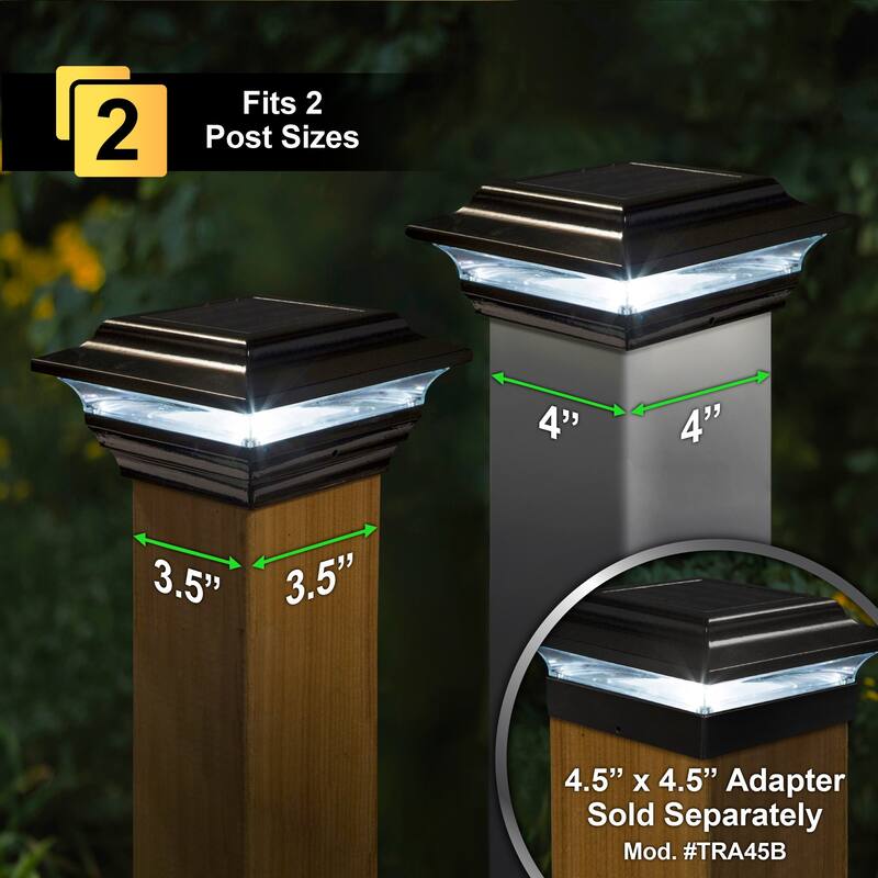 Classy Caps 4x4 Black Aluminum Imperial Solar Post Cap (Set of 2)