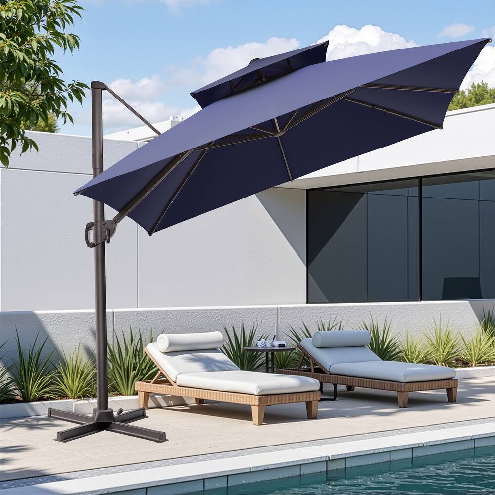 10.5ft Outdoor Patio Double Top Cantilever Offset Umbrella