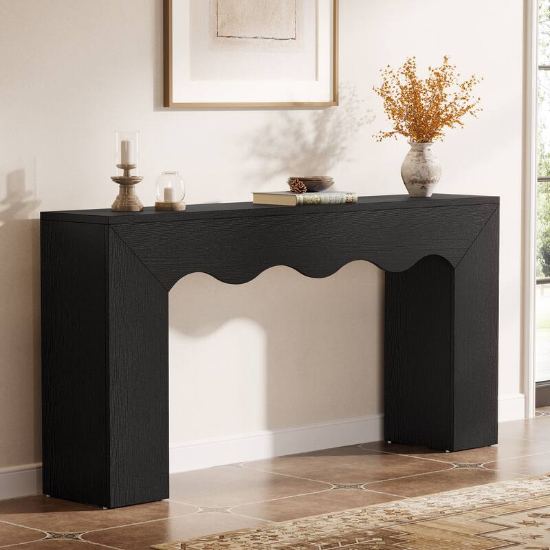 63” Farmhouse Console Table, Brown Entryway Table with Storage