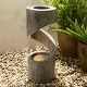 preview thumbnail 20 of 34, 32-Inch Modern Polyresin LED Spiral Outdoor Fountain With Small Planter by Glitzhome Grey